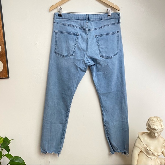 Topman Button Fly Slim Raw Hem Lightwash Blue Denim Jeans - Picture 8 of 14